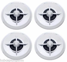 New 15" LANCER Style FLIPPER 4-Bar Hot Rod Custom Chrome Hubcaps Wheelcovers SET