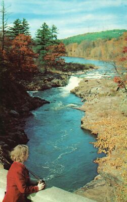 Vintage Postcard 1955 Narrow Gorge Hudson River From Luzerne-Hadley Bridge N.Y.