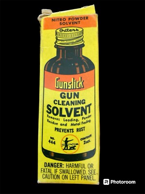 Vintage OUTERS Gunslick Gun Cleaning Solvent Net 2 FLD Oz Glass Jar