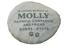 pet memorial grave marker -12" personalized - custom engraved - river rocks