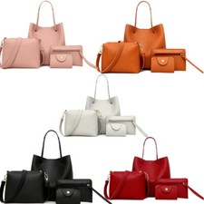 Women's bags 4PCS Handbags Pu Leather Shoulder Bag Clutch Bag Card Bag Fashion