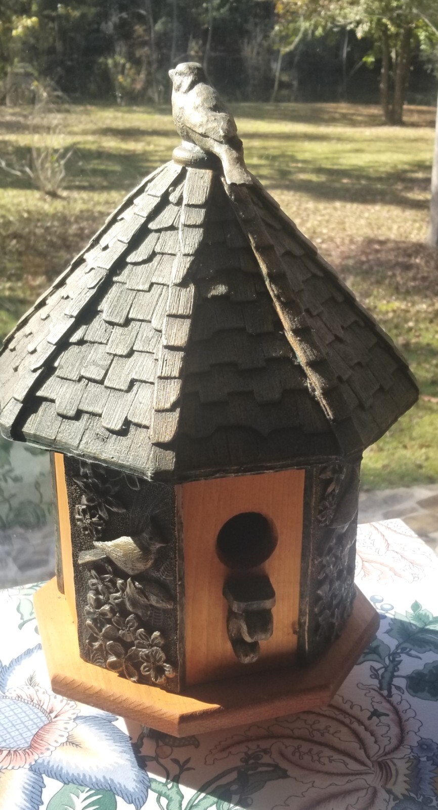 Large Cedar Bird House Two Room Post Mount Never Used Birdhouse eBay