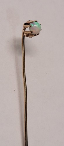 ANTIQUE 10K GOLD OPAL STICK PIN OVAL FIRE OPAL (UNMARKED TESTED) VINTAGE