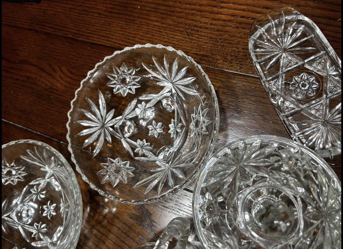 Anchor Hocking Early American Prescut Star of David vintage glassware set | eBay