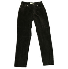 Vintage St. John's Bay Suede Leather Motorcycle Pants Lined Black 8P 28x27 