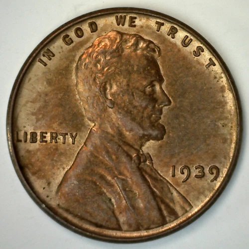 1939 Uncirculated Lincoln Wheat Cent Red Brown 1c Penny Coin