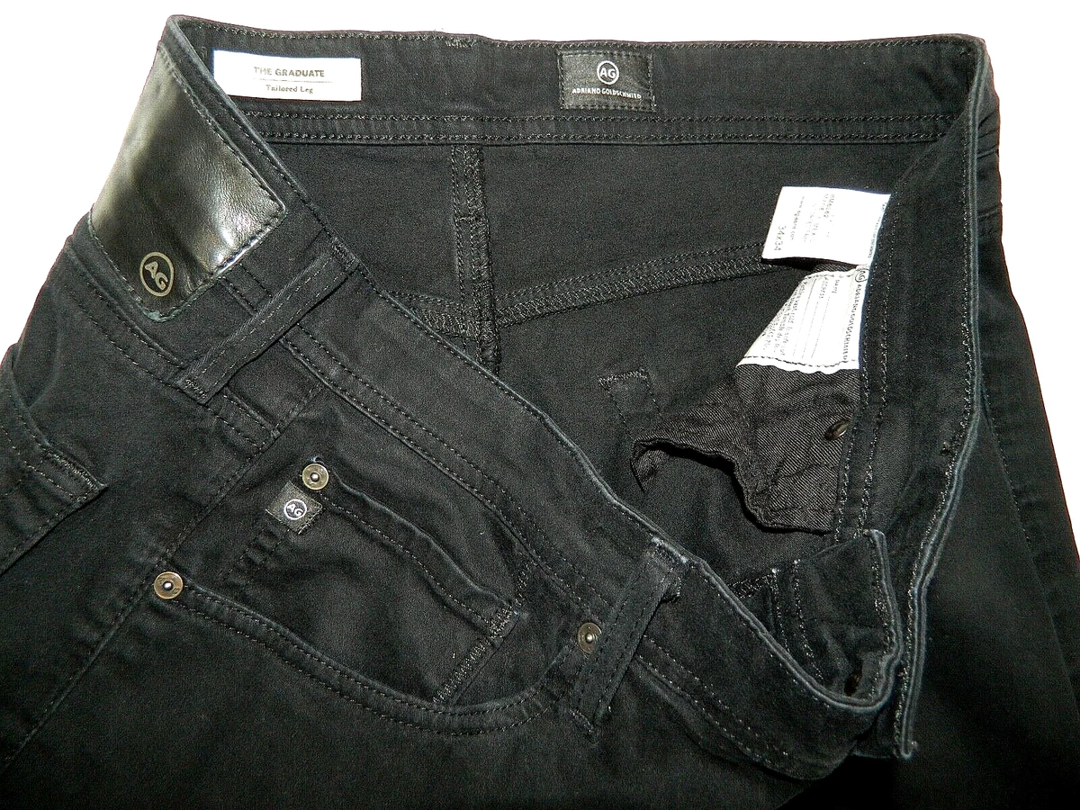 AG Adriano Goldschmied The Graduate Tumbled Denim Black Jeans Tag Size 34x34