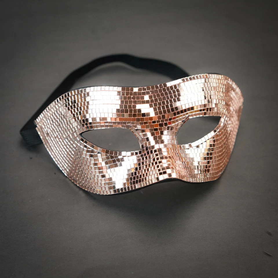 Hombres Mascarada Bola Máscara Espejo Vidrio Discoteca Halloween Boda Mardi Gras Rose Go Foto 2 de 3