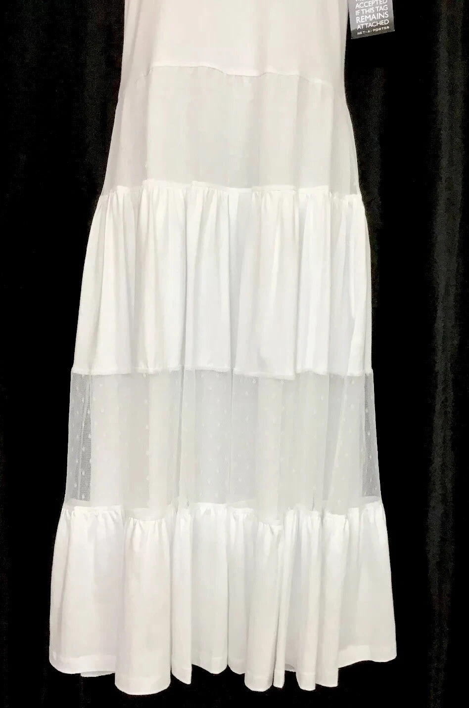 Abito Valentino bianco manica corta midi pannello rete cotone nuovo con etichetta taglia XS
