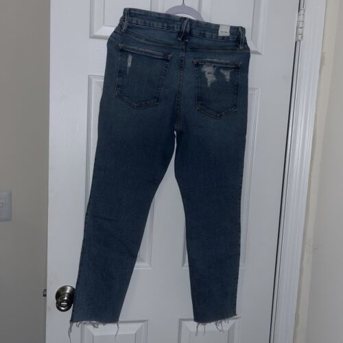 Pantalones de mezclilla Good American Good Curve para mujer 10/30 azul dobladillo crudo tiro alto recto nuevos - Imagen 4 de 5