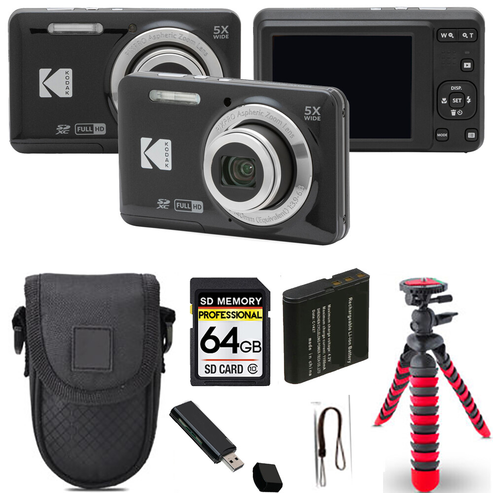Kodak PIXPRO FZ55 Digital Camera (Black)+Spider Tripod +