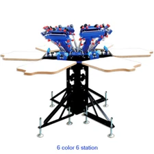 Double Rotary 6Color 6Station Press Printer Micro-adjust Screen Printing Machine