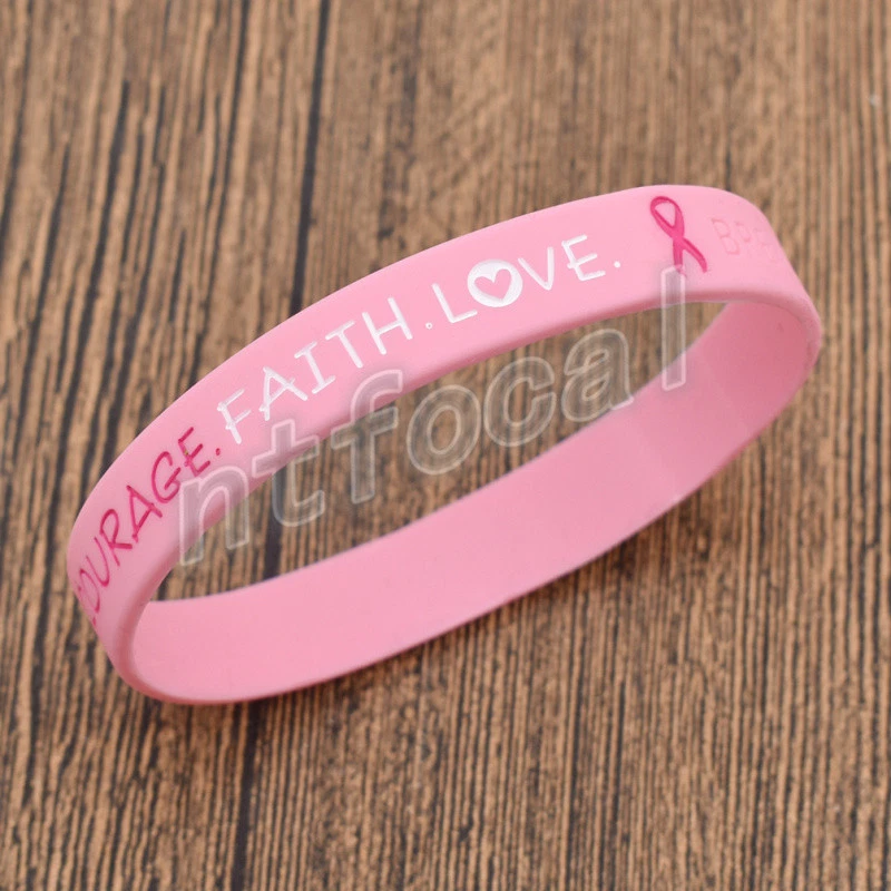 Pink rubber deals breast cancer bracelets