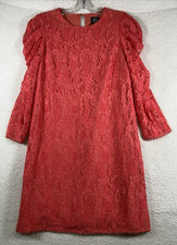 NWT Vince Camuto Women's LS Sleeve Chiffon Salmon Mesh Shift Dress, Size 8