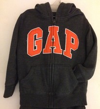 Gap Arch Logo Full Zip Hoodie Jacket HEATHER CHARCOAL Boys 5 Years