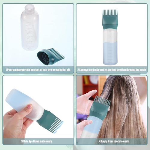 Hair Oil Applicator Bottle 6 Ounce, 2 Pack Root Comb Applicator Bottle Hair Dye - Picture 3 of 12