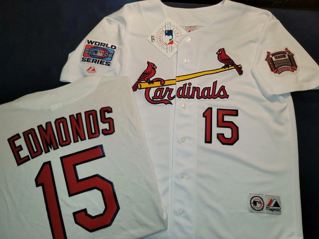 11025 St Louis Cardinals JIM EDMONDS 2006 World Series Baseball Jersey  WHITE NWT