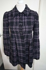 Ladies Bb Dakota Black Pink Check Plaid Pea Coat Jacket Size S