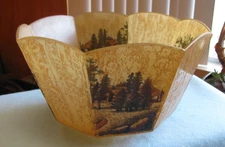 Vintage Torchiere Lamp Shade with Pastoral Country Landscape Scene 4 Inch Fitter