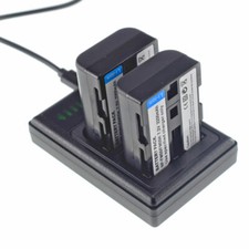 2x Battery LED USB Charger for Sony HDR-SR1, 2200mAh NP-FM55H NP-FM50 NP-QM51