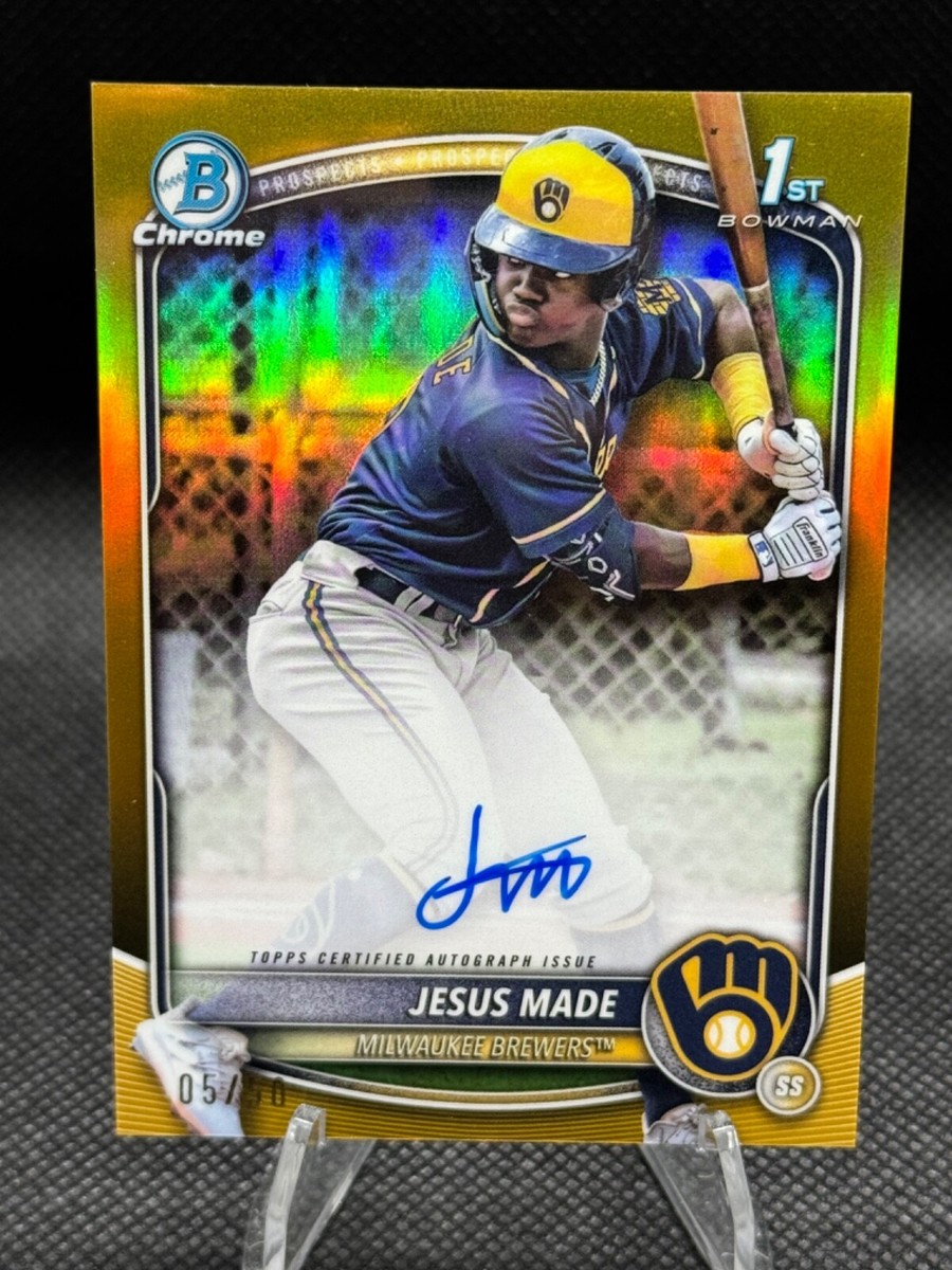 本物(証明書付き) 超希少　インキュナブラ一葉　聖書　アート 2025 Bowman Jesus Made TRUE GOLD Chrome On Card Autograph /50