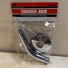 NEW 6” CHROME PLATED BRASS W/ FLANGE SHOWER ARM 141-513