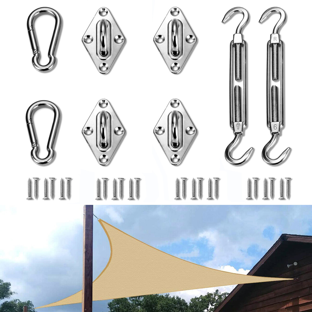Sun Shade Sail Hardware Fitting accessories Turnbuckles Pad eyes Wire