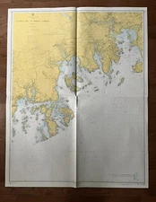 Vintage 1962 Machias Bay to Tibbett Narrows Maine Nautical Map Chart - 45” x 36”