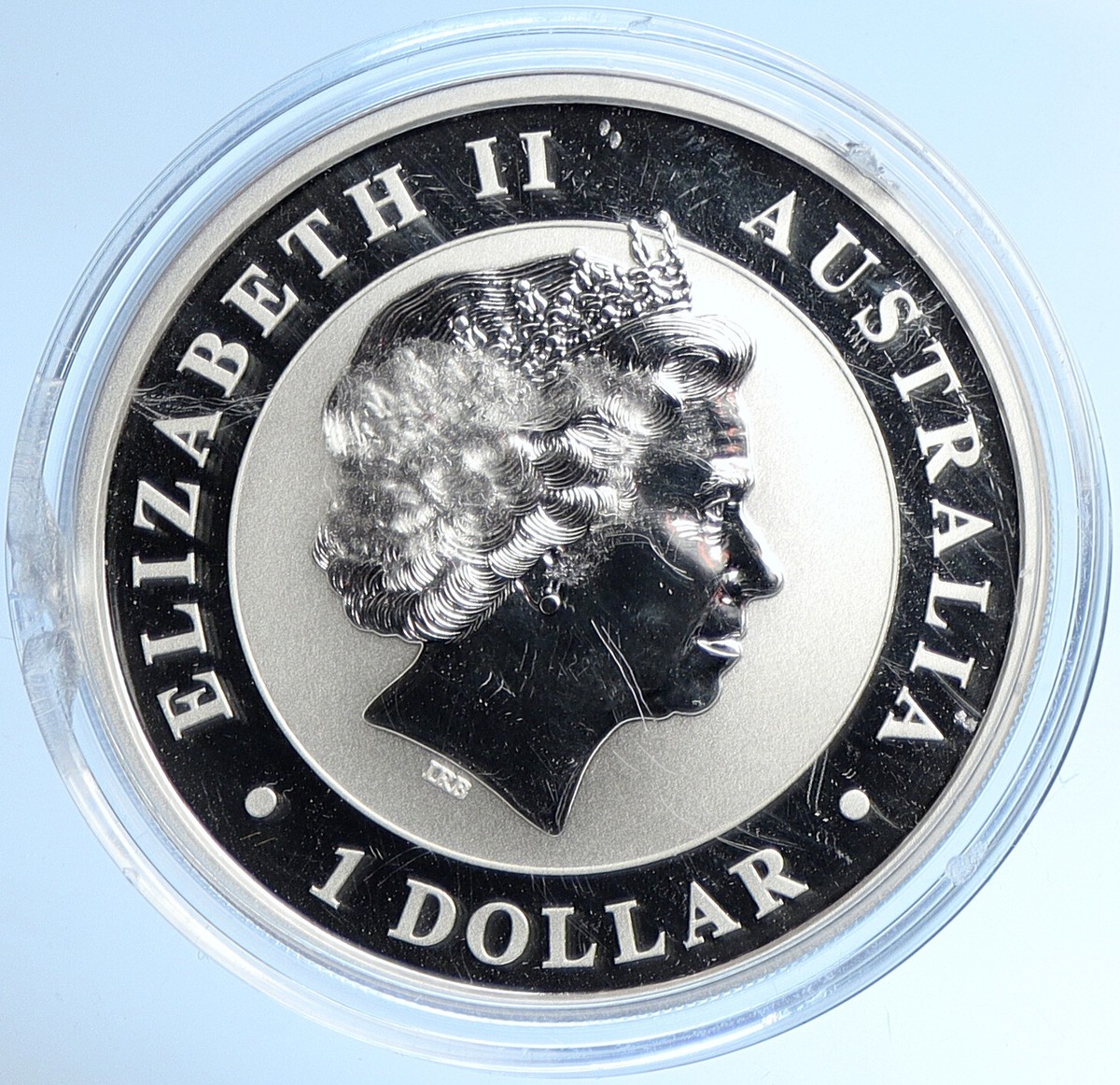 2014 AUSTRALIA Queen Elizabeth II KOALAS Antique Silver OZ Dollar