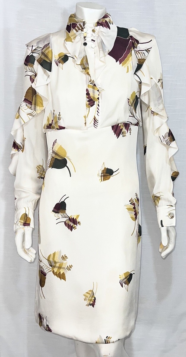 F/W 2007 GUCCI Ruffle Sleeve Silk Dress Sz 44 Frida Giannini