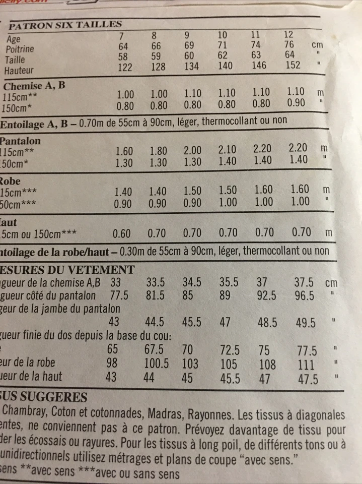 NEW LOOK for Kids 6770 Vintage Sewing Pattern Tops Pants Size 7 8 9 10 11 12 - Image 4 of 4