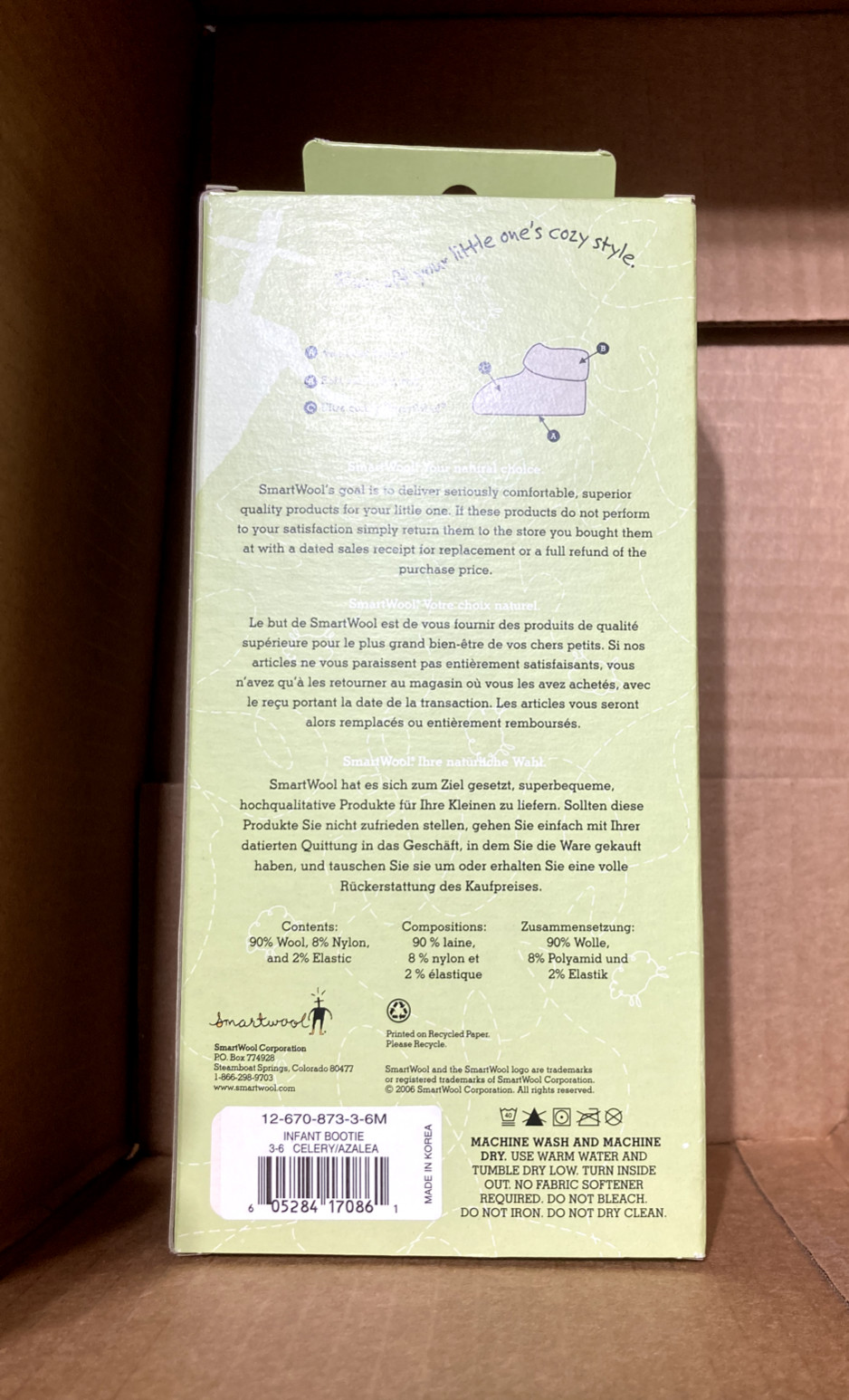 Cute Smartwool Baby Wooly's Cozy Baby Booties Size 3-6 Months