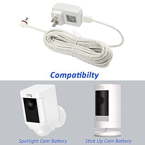 16Ft Charging Cable with Adapter for Ring Camera,Ring Power Cord for Ring Sti... - Picture 4 of 5