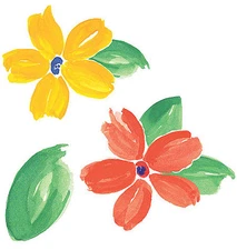 Fresh Flowers Wallies Spring Flower Cutouts 25 Stickers Orange Yellow Green Leaf
