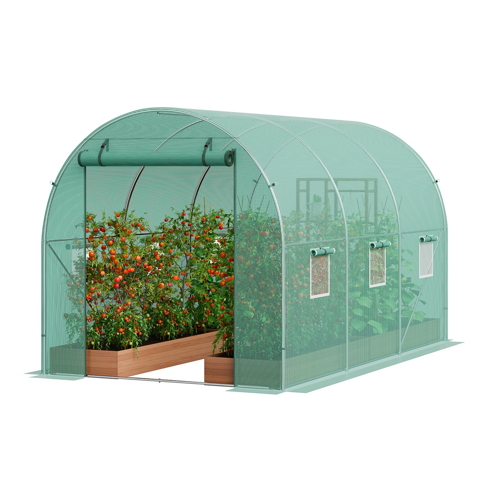 Serre tunnel de jardin VEVOR en acier galvanisé avec bâche verte anti-UV