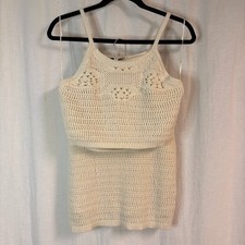 Freshman 1996 Cream Crochet Knit 2 Piece Set Tank Top  Skirt Large