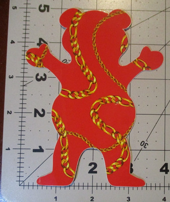 GRIZZLY Griptape Skate Sticker GLD CHAIN BEAR for skateboards helmets decal J