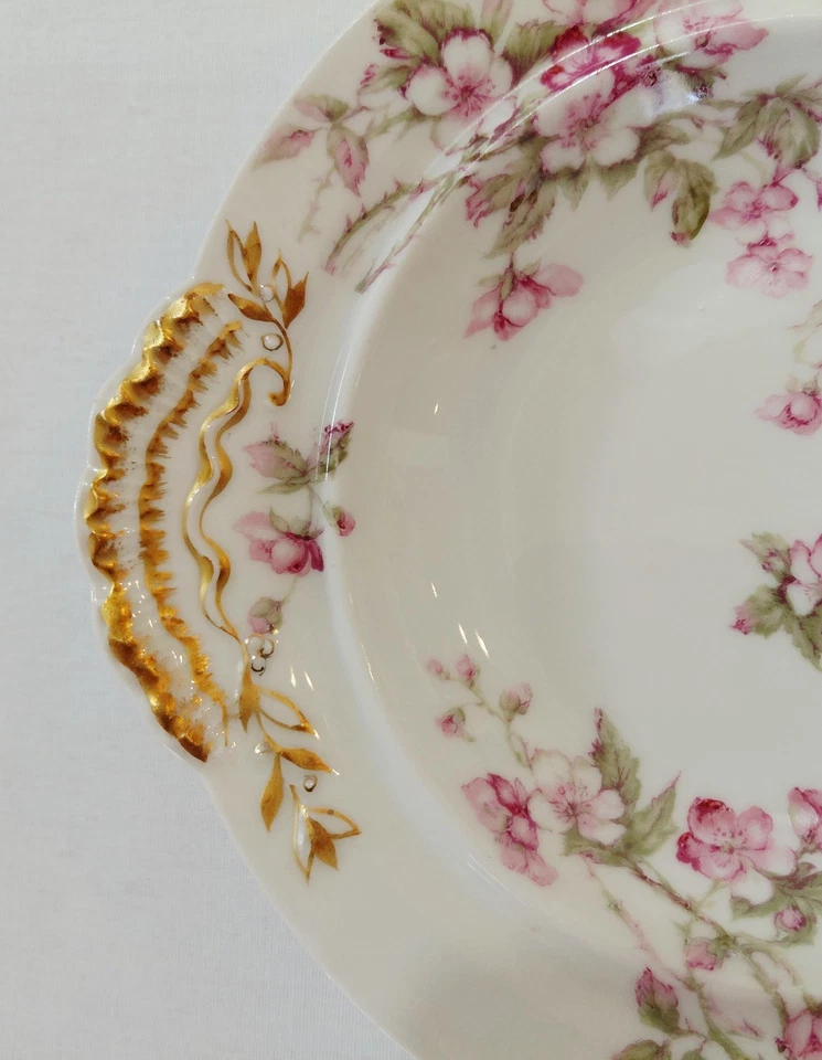 Schleiger de mantequilla cubierta Haviland Limoges 241B rosa flores de manzano detalle dorado Foto 4 de 4