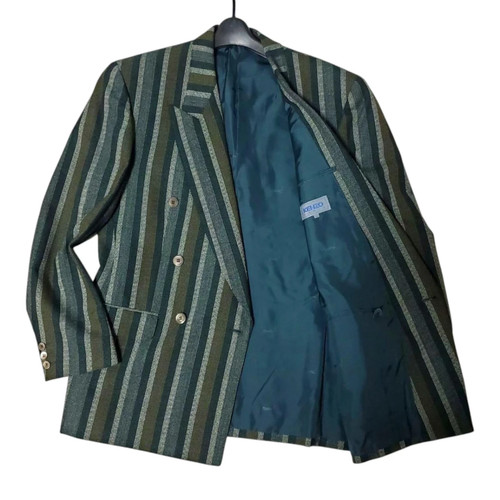 Kenzo, KENZO Vintage Double Tailored Jacket Green Stripe Made in Japan Size 3