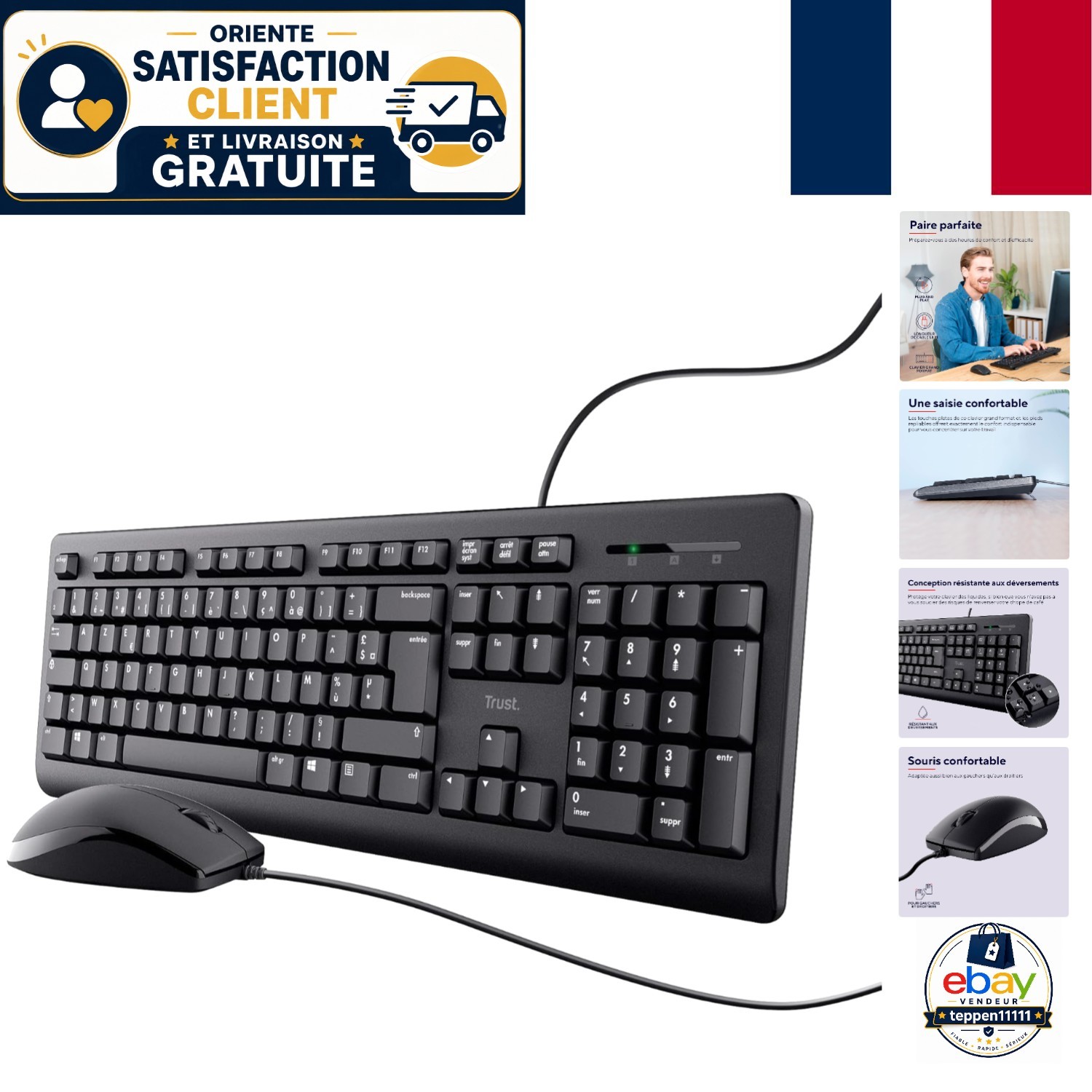 Clavier silencieux Trust Taro AZERTY idéal pour le télétravail à la maison