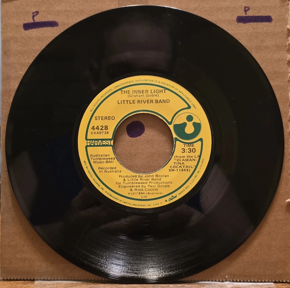 Little River Band - Help Is On Its Way/The Inner Light 1977 Harvest Records 45 - Image 2 of 2