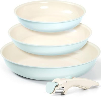 Ceramic Pan Set of 4 20/24/28 cm | Suitable for Induction Cookers & Oven Safe...