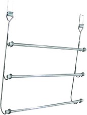 3 Tier Chrome Over Door Clothes Airer Space Saving Towel Rail Durable Steel