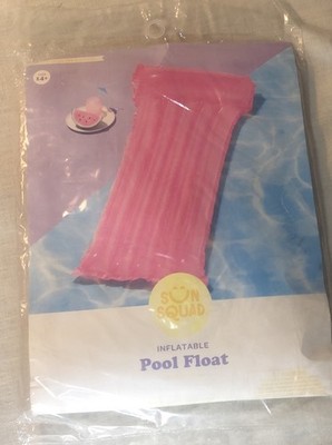 SUN SQUAD Pink Inflatable Pool Float Mattress Built In Pillow New