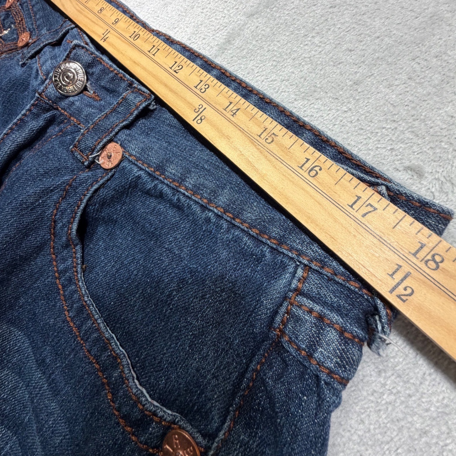 Vintage True Religion Billy Jeans 36 Blue Cotton y2k Bootcut USA Made Low Rise image 5