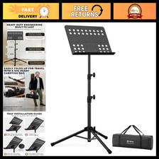 Portable Metal Sheet Music Stand - Adjustable, Lightweight, Foldable, Durable