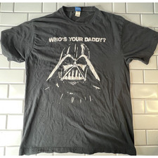Mens Vintage Star Wars Darth Vader Mask Who's Your Daddy Black T-Shirt Size L