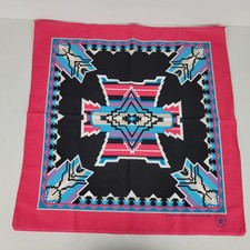 Vtg SOUTHWESTERN AZTEC Pink Black Cotton Blend Biker SOUTHWEST KERCHIEF BANDANA