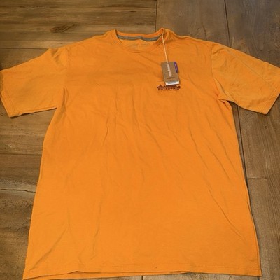 Patagonia Men s Orange Graphic Logo Crew Neck Short Sleeve Cotton Jersey Tee S