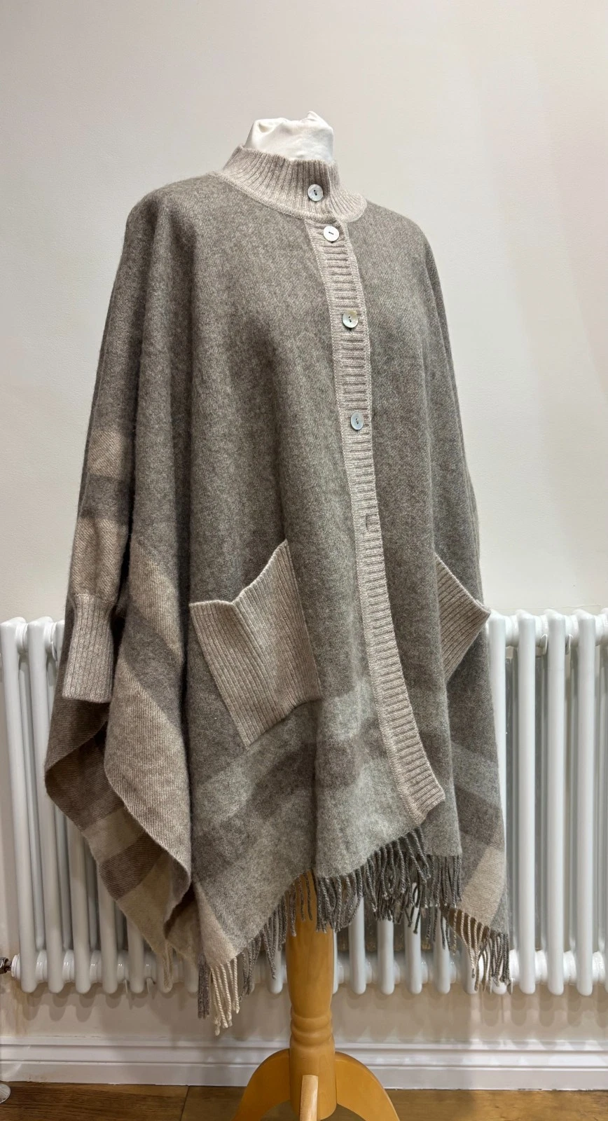 Mongol Textile 100% Sheep Wool Women's Poncho one size